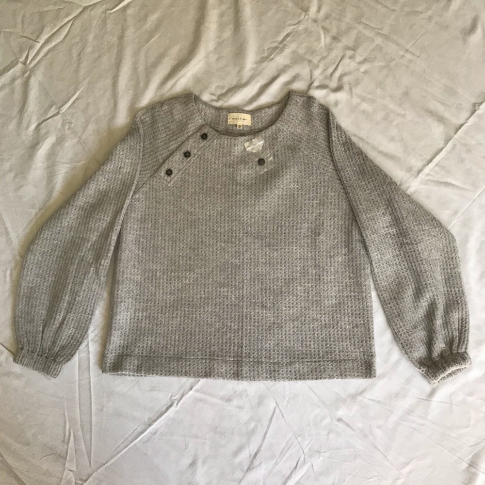 Women’s Balloon Sleeve Button Neck Sweater